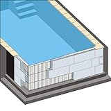 Rechteck Pool 600 x 300 x 150 cm EPS 30 | Grund-Set | inkl.Vlies und Poolfolie blau | ausgebildete Ecken | 6 x 3 x 1,5 m