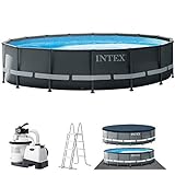 Intex Frame Pool Set Ultra Rondo XTR Ø 549 x 132 cm, Pool, Sandfilteranlage, Abdeckplane, Bodenschutzplane, Sicherheitsleiter, GS, 26330GN