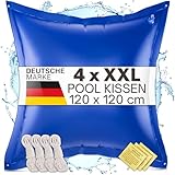 bonsport 4 x Poolkissen XXL Winter 120x120cm - JETZT NEU: DOPPELT VERSCHWEISST - Luftkissen zur Pool Überwinterung Kissen groß - Poolpolster Winterkissen, blau